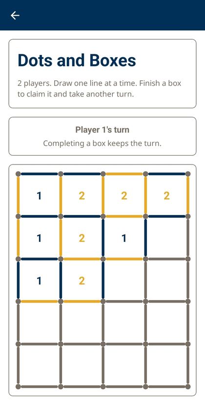 Dots and Boxes game screen