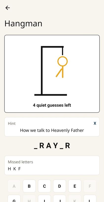Hangman game screen