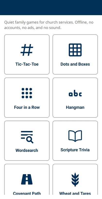 Sacrament Games home screen