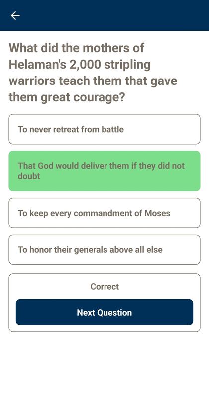 Scripture Trivia game screen